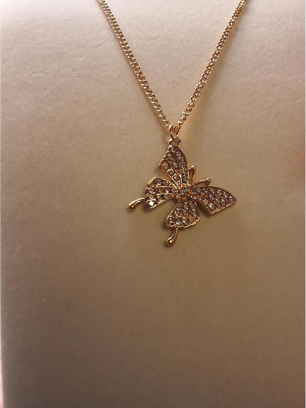 BUTTERFLY NECKLACE GOLD TONE STYLE 1